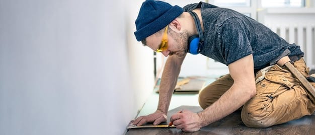 Builder at work the worker makes repairs